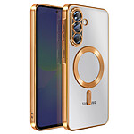 Avizar Coque pour Galaxy A36 Compatible MagSafe avec Contour Chromé Dorée