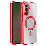 Avizar Coque pour Galaxy A56 Compatible MagSafe avec Contour Chromé Rouge
