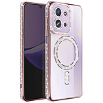 Avizar Coque pour Redmi 15C Compatible MagSafe avec Contour Strassé Rose