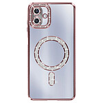 Avizar Coque pour Galaxy A07 Compatible MagSafe avec Contour Strassé Rose