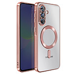 Avizar Coque pour Galaxy A36 Compatible MagSafe avec Contour Chromé Rose champagne