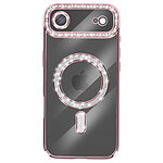 Avizar Coque pour iPhone Air Compatible MagSafe avec Contour Strassé Rose champagne Avizar Coque pour iPhone Air Compatible MagSafe avec Contour Strassé Rose champagne
