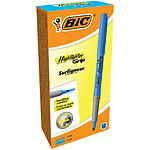 BIC Surligneur HIGHLIGHTER GRIP Pointe Biseau Moyenne Bleu x 12