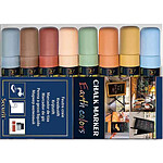 SECURIT Etui de 8 Marqueurs Craie Liquide ORIGINAL LARGE Biseautée 7 - 15 mm Terre