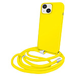 Moxie Coque pour iPhone 14 en TPU Premium Color Lace avec Cordon Tour de Cou Jaune