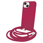 Moxie Coque pour iPhone 14 en TPU Premium Color Lace avec Cordon Tour de Cou Bordeaux