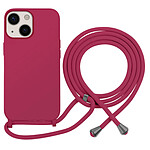 Moxie Coque pour iPhone 13 en TPU Premium Color Lace avec Cordon Tour de Cou Bordeaux