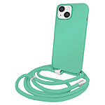 Moxie Coque pour iPhone 14 en TPU Premium Color Lace avec Cordon Tour de Cou Turquoise