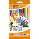 BIC BIC Stylo à bille Cristal Large Multicolor, sachet de 10