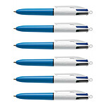 BIC Stylo bille 4 COLOURS MINI Medium Pointe Moyenne 4 Couleurs classiques x 6