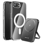 Swissten Pack MagSafe iPhone 16e avec Coque Bi-matière et Powerbank 5000 mAh Transparent