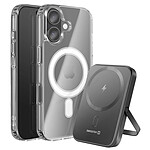 Swissten Pack MagSafe iPhone 17 avec Coque Bi-matière  et Powerbank 5000 mAh Transparent