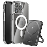 Swissten Pack MagSafe iPhone 14 Pro Max avec Coque Bi-matière et Powerbank 5000 mAh Transparent