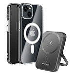Swissten Pack MagSafe iPhone 13 Mini avec Coque Bi-matière et Powerbank 5000 mAh Transparent