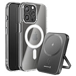 Swissten Pack MagSafe iPhone 15 Pro avec Coque Bi-matière et Powerbank 5000 mAh Transparent