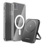 Swissten Pack MagSafe pour iPhone XR avec Coque Bi-matière et Powerbank 5000 mAh Transparent