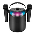 Ledwood Enceinte Karaoké Bluetooth 5.1 120W avec 2 Micros sans fil LED RVB Noir