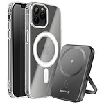 Swissten Pack MagSafe iPhone 12 Pro Max avec Coque Bi-matière et Powerbank 5000 mAh Transparent