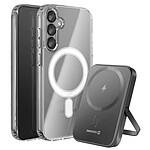 Swissten Pack MagSafe Galaxy S25 / Galaxy S24 avec Coque Bi-matière et Powerbank 5000 mAh Transparent