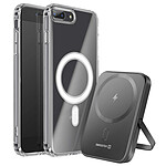 Swissten Pack MagSafe iPhone 8 Plus avec Coque Bi-matière  et Powerbank 5000 mAh Transparent