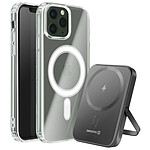 Swissten Pack MagSafe pour iPhone 11 Pro avec Coque Bi-matière et Powerbank 5000 mAh Transparent