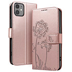 Zanaé Étui Portefeuille pour iPhone 11 Premium Design Fleurs Papillon Rose champagne