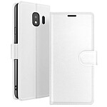 Zanaé Étui Portefeuille pour Samsung J4 Support et Languette Magnétique Blanc