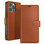Zanaé Étui Portefeuille pour iPhone 13 Pro Max Support et Languette Magnétique Marron