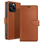 Zanaé Étui Portefeuille pour iPhone 15 Pro Fonction Support et Languette Magnétique Marron Zanaé Étui Portefeuille pour iPhone 15 Pro Fonction Support et Languette Magnétique Marron