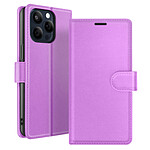Zanaé Étui Portefeuille pour iPhone 15 Pro Fonction Support et Languette Magnétique Violet