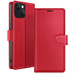 Zanaé Étui Portefeuille pour iPhone 15 Support et Languette Magnétique Rouge Zanaé Étui Portefeuille pour iPhone 15 Support et Languette Magnétique Rouge