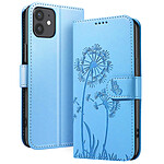 Zanaé Étui Portefeuille pour iPhone 12 / 12 Pro Premium Design Fleurs Papillon Bleu clair