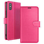 Zanaé Étui Portefeuille pour iPhone X / XS Fonction Support et Languette Magnétique Fuchsia