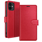 Zanaé Étui Portefeuille pour iPhone 12 mini Fonction Support et Languette Magnétique Rouge