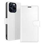 Zanaé Étui Portefeuille pour iPhone 15 Pro Fonction Support et Languette Magnétique Blanc