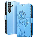 Zanaé Étui Portefeuille pour Galaxy A05s Premium Design Fleurs Papillon Bleu clair