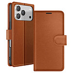 Zanaé Étui Portefeuille pour iPhone 17 Pro Max avec Support et Languette Magnétique Marron