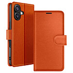 Zanaé Étui Portefeuille pour iPhone 16 Support et Languette Magnétique Orange