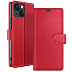 Zanaé Étui Portefeuille pour iPhone 14 Plus Support et Languette Magnétique Rouge
