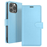 Zanaé Étui Portefeuille pour iPhone 13 Pro Max Support et Languette Magnétique Bleu clair