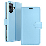 Zanaé Étui Portefeuille pour iPhone 16 Plus Support et Languette Magnétique Bleu clair