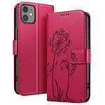 Zanaé Étui Portefeuille pour iPhone 11 Premium Design Fleurs Papillon Rouge