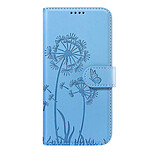 Zanaé Étui Portefeuille pour Galaxy S24 / S25 Premium Design Fleurs Papillon Bleu clair