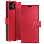 Zanaé Étui Portefeuille pour iPhone 11 Support et Languette Magnétique Rouge