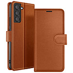 Zanaé Étui Portefeuille pour Samsung Galaxy S22 Plus Support et Languette Marron