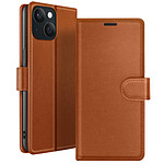 Zanaé Étui Portefeuille pour iPhone 15 Support et Languette Magnétique Marron Zanaé Étui Portefeuille pour iPhone 15 Support et Languette Magnétique Marron