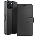 Zanaé Étui Portefeuille pour iPhone 15 Support et Languette Magnétique Noir