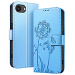 Zanaé Étui Portefeuille pour iPhone 16e Premium Design Fleurs Papillon Bleu clair