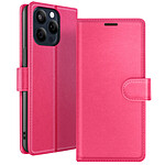 Zanaé Étui Portefeuille pour iPhone 15 Pro Max avec Support et Languette Magnétique Fuchsia