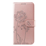 Zanaé Étui Portefeuille pour Galaxy S24 / S25 Premium Design Fleurs Papillon Rose champagne